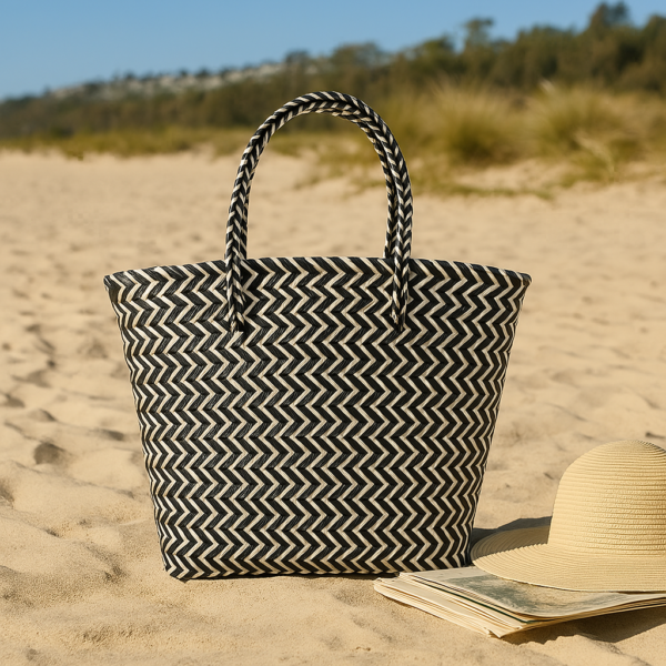 beach tote bag black