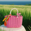Handmade Portable Woven Basket pink
