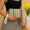 Boho Chic Woven Rattan Clutch colorful